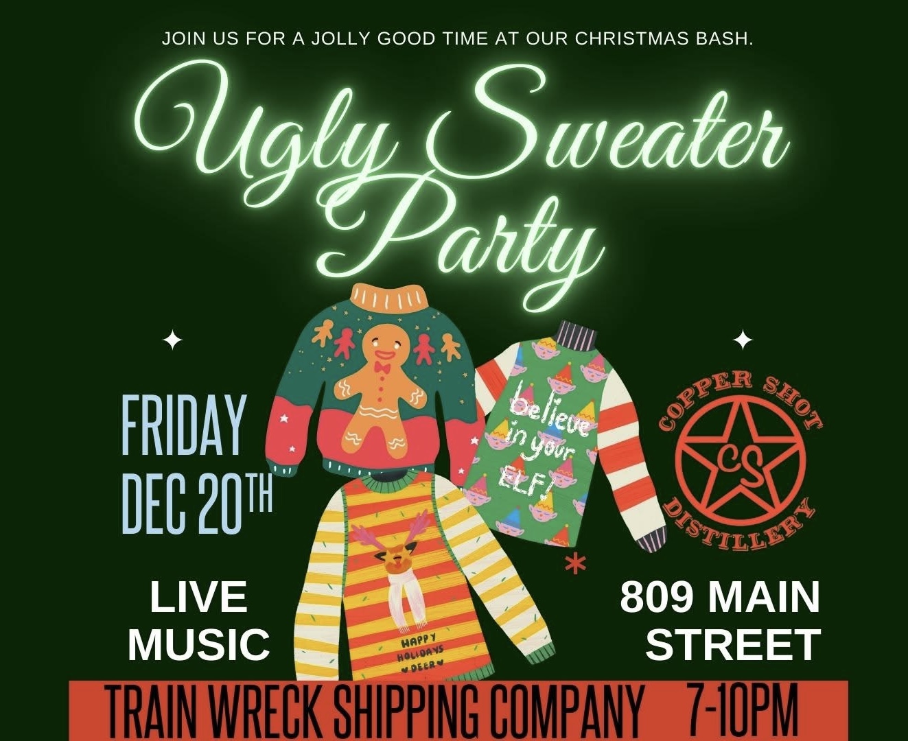 Ugly Sweater Party Copper Shot Distillery