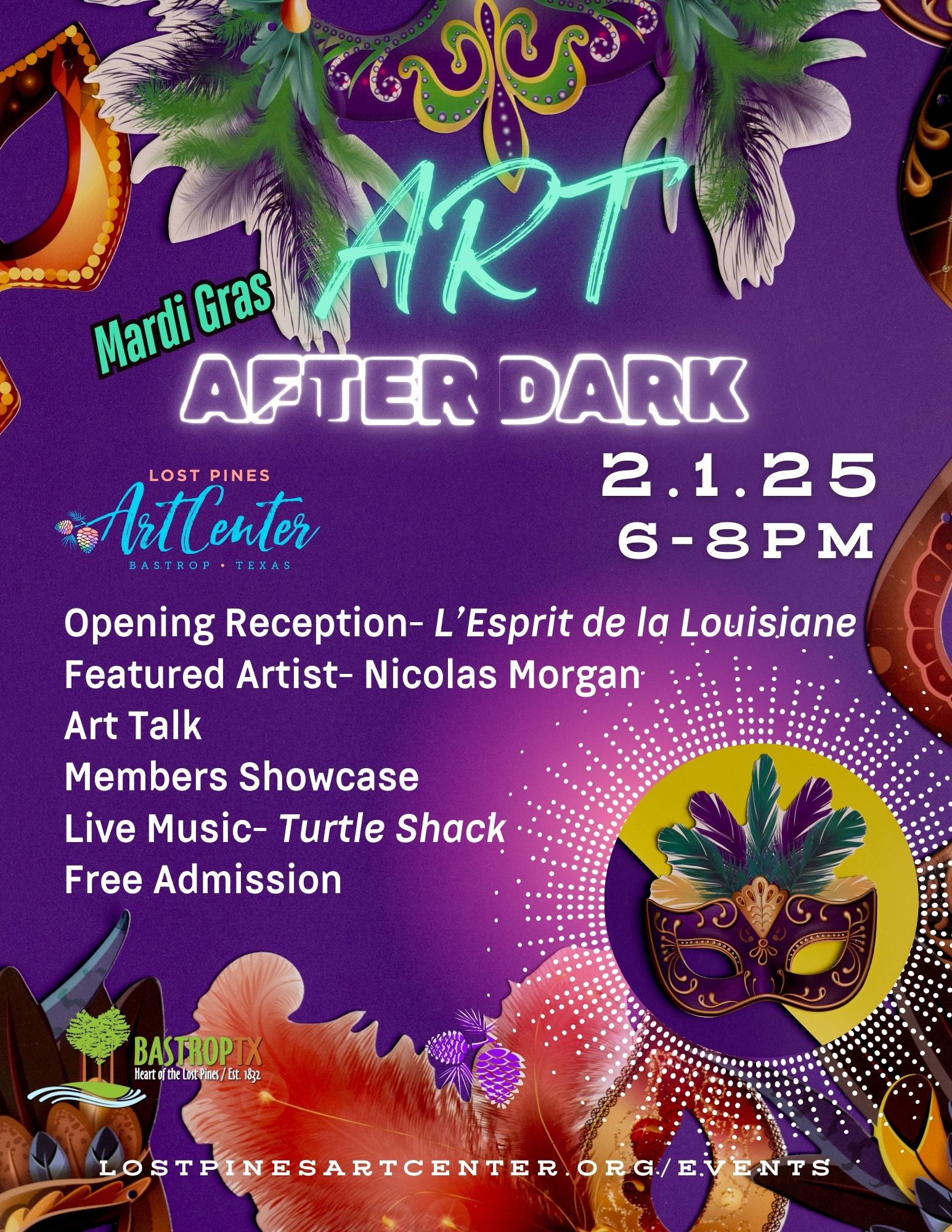 Art After Dark Mardi Gras Bastrop TX